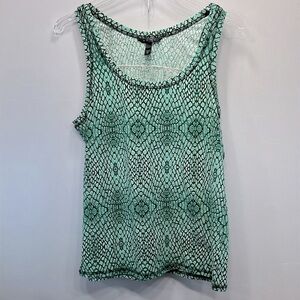 Soma Green Python Snakeskin Print Tank Top Shirt Size Medium